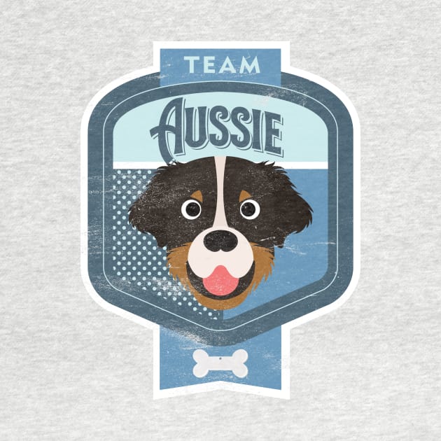 Team Aussie - Distressed Australian Shepherd Beer Label Design by DoggyStyles